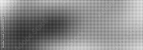 Halftone effect raster wave gradient abstract banner design, wide background illustration