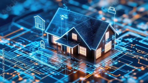 Modern Smart Home Concept with Digital Interfaces and Data Connections for Future Living, Representing Technology and Innovation in Real Estate
