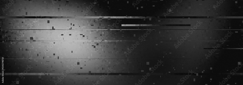 Obraz premium Black and white grainy noise film glitch digital error background or banner design