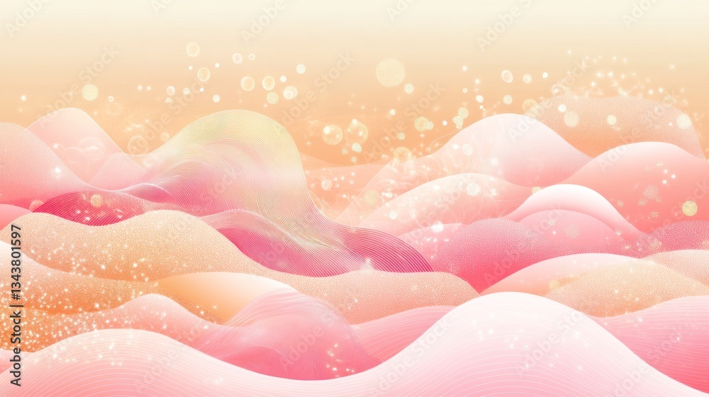 Fototapeta premium Dreamlike Pink and Orange Abstract Landscape