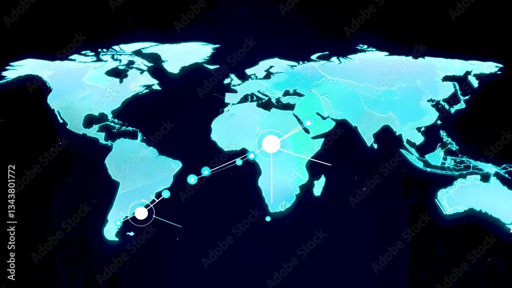 Abstract Futuristic World Map Design with Network Connections Abstract Futuristic World Map Design with Network Connections