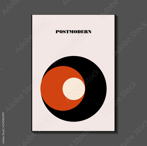 Poster inspired postmodern of vector abstract dynamic symbols with bold geometric shapes, useful for web background, poster art design, magazine front page, hi-tech print, cover artwork.