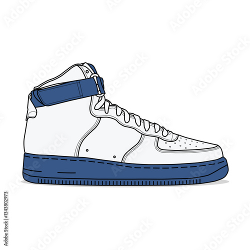 White and blue basketball shoes, isolated on white
