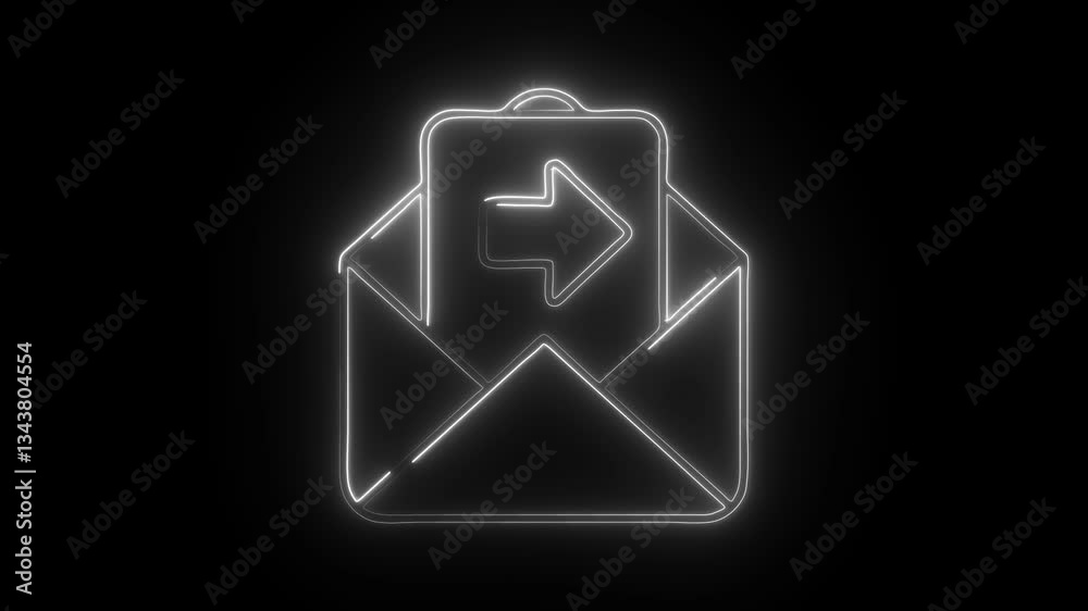 Glowing neon email sent icon isolated on black background. HD Video motion graphic animation Glowing neon email sent icon isolated on black background. HD Video motion graphic animation