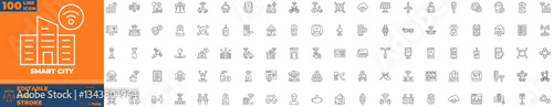 Smart City Line Editable Icons set