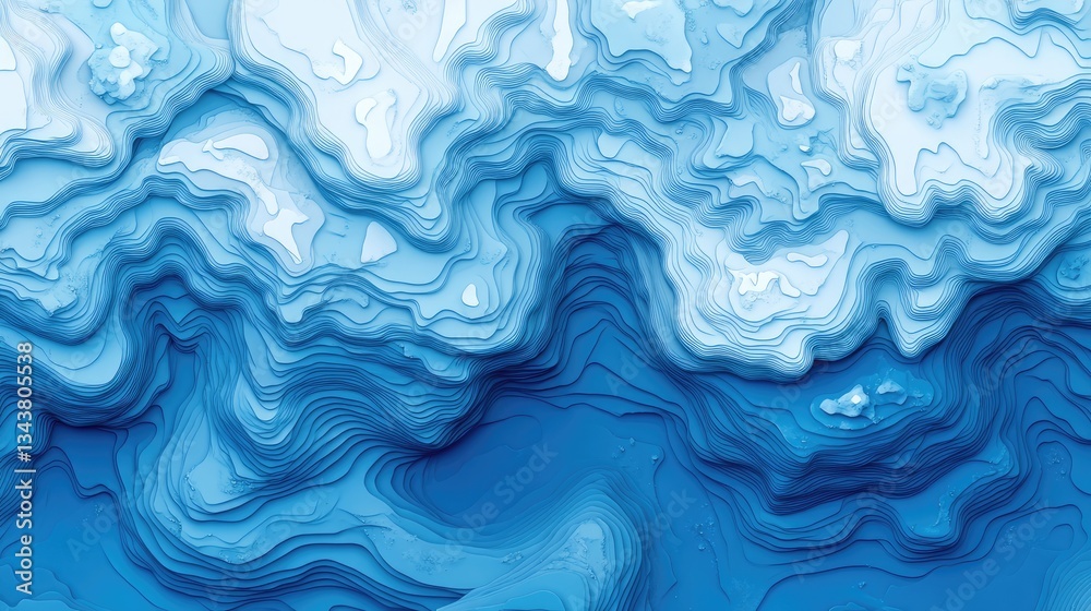 Fototapeta premium Abstract blue ocean waves with layered textures, creating a serene and calming atmosphere, ideal for backgrounds