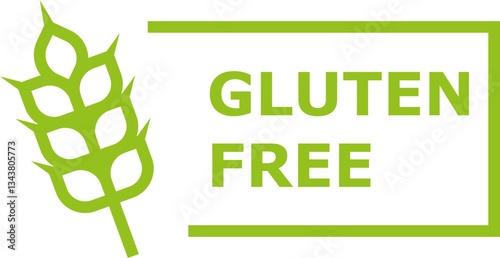 Green gluten-free label with wheat icon