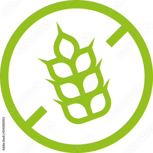 Green gluten-free icon with crossed wheat symbol