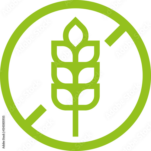 Green gluten-free symbol with crossed wheat stalk