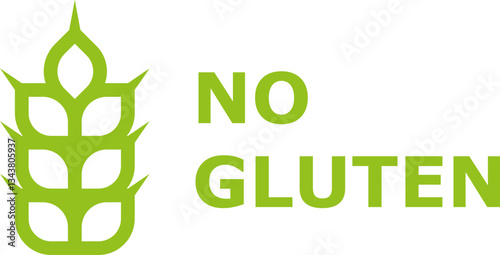 No gluten label with green wheat symbol
