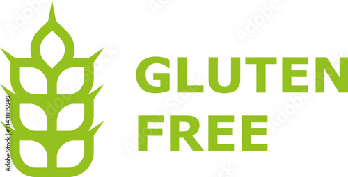 Green gluten-free label with wheat symbol photo