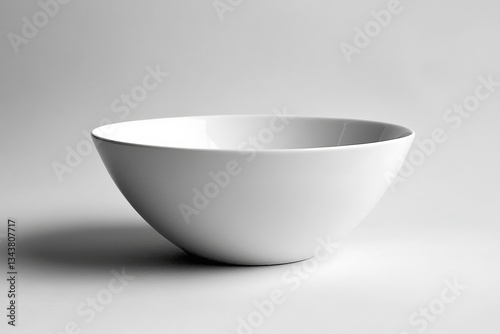 White ceramic bowl positioned on a gray background highlighting its sleek design and smooth curves