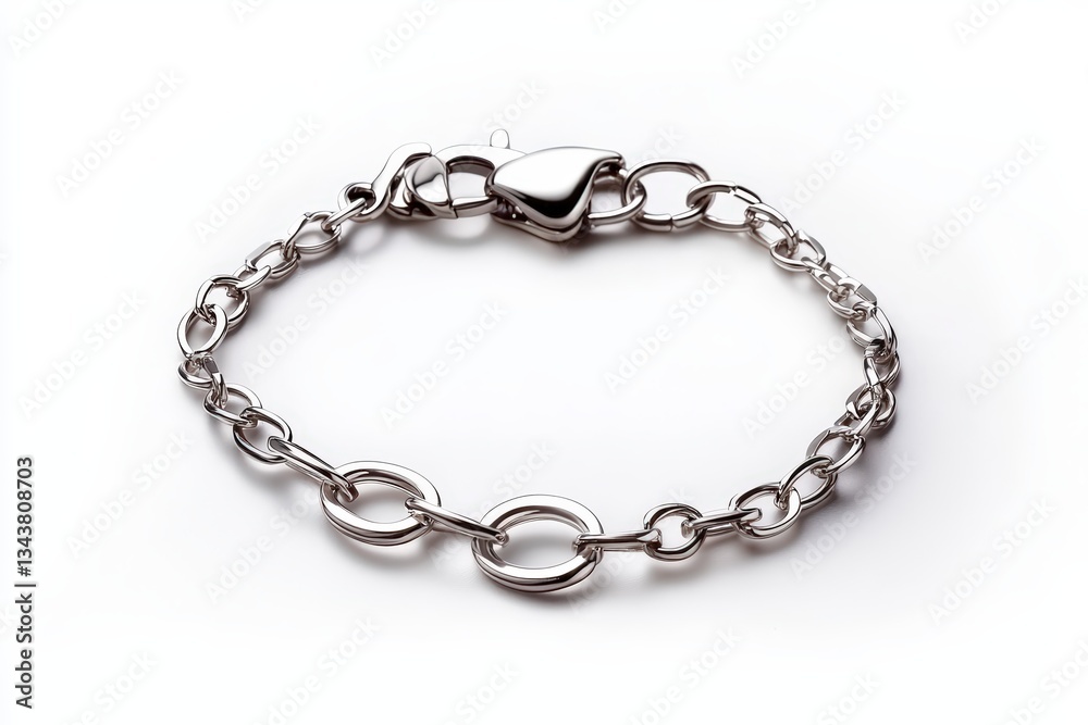 Elegant silver bracelet with interlocking links and a heart-shaped clasp, perfect for formal or casual wear. Elegant silver bracelet with interlocking links and a heart-shaped clasp, perfect for formal or casual wear.