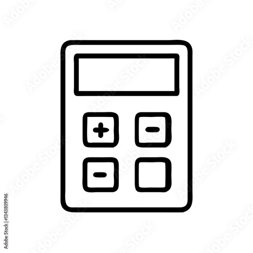 Calculator icon in black outline. Math, finance, office tool