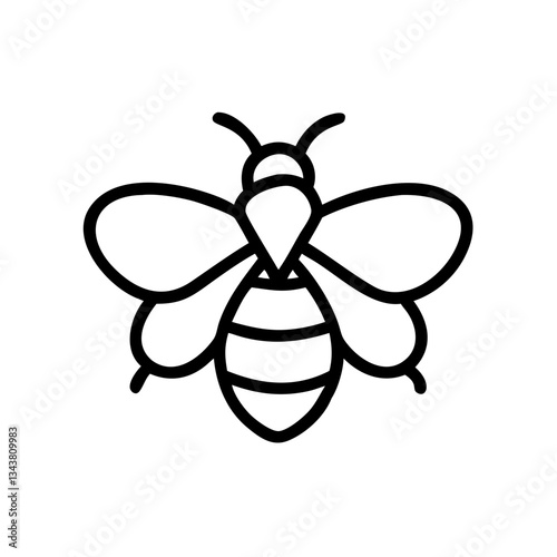 Honeybee, bee, thin line vector icon with transparent background

