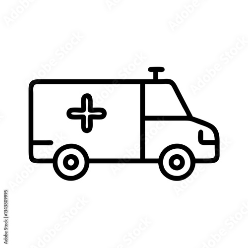 Ambulance, thin line vector icon with transparent background, healthcare