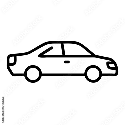 Car side view, thin line vector icon with transparent background
