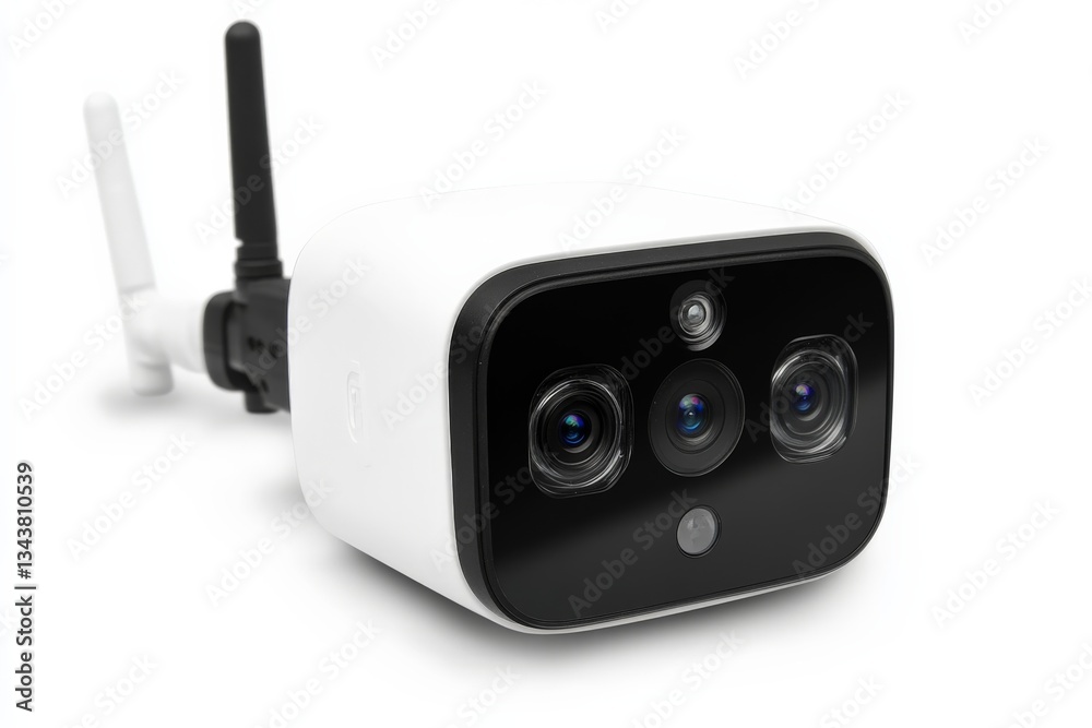 Fototapeta premium Smart camera with multiple lenses designed for outdoor surveillance in residential areas