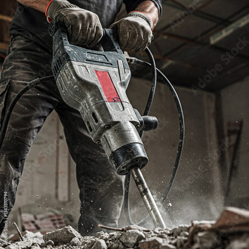 with a jackhammer