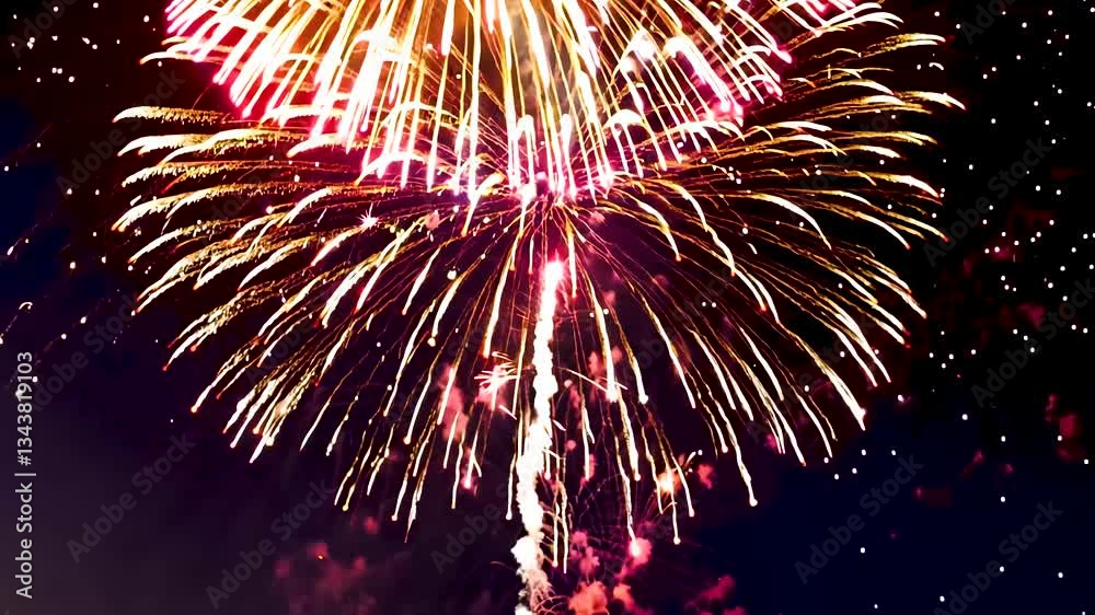 Explosive Gold Fireworks Display on Dark Background