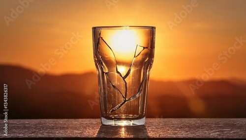 Sunset through cracked glass: symbolism and light reflection