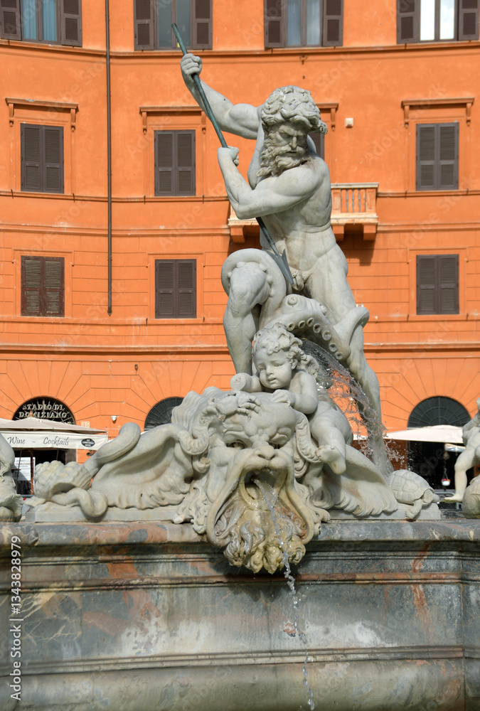 Piazza Navona is a symbol of Baroque Rome, with Bernini's Fountain of the Four Rivers, the fountains of Neptune and the Moors, and Borromini's Church of Sant'Agnese in Agone.
Piazza Navona is a symbol of Baroque Rome, with Bernini's Fountain of the Four Rivers, the fountains of Neptune and the Moors, and Borromini's Church of Sant'Agnese in Agone.