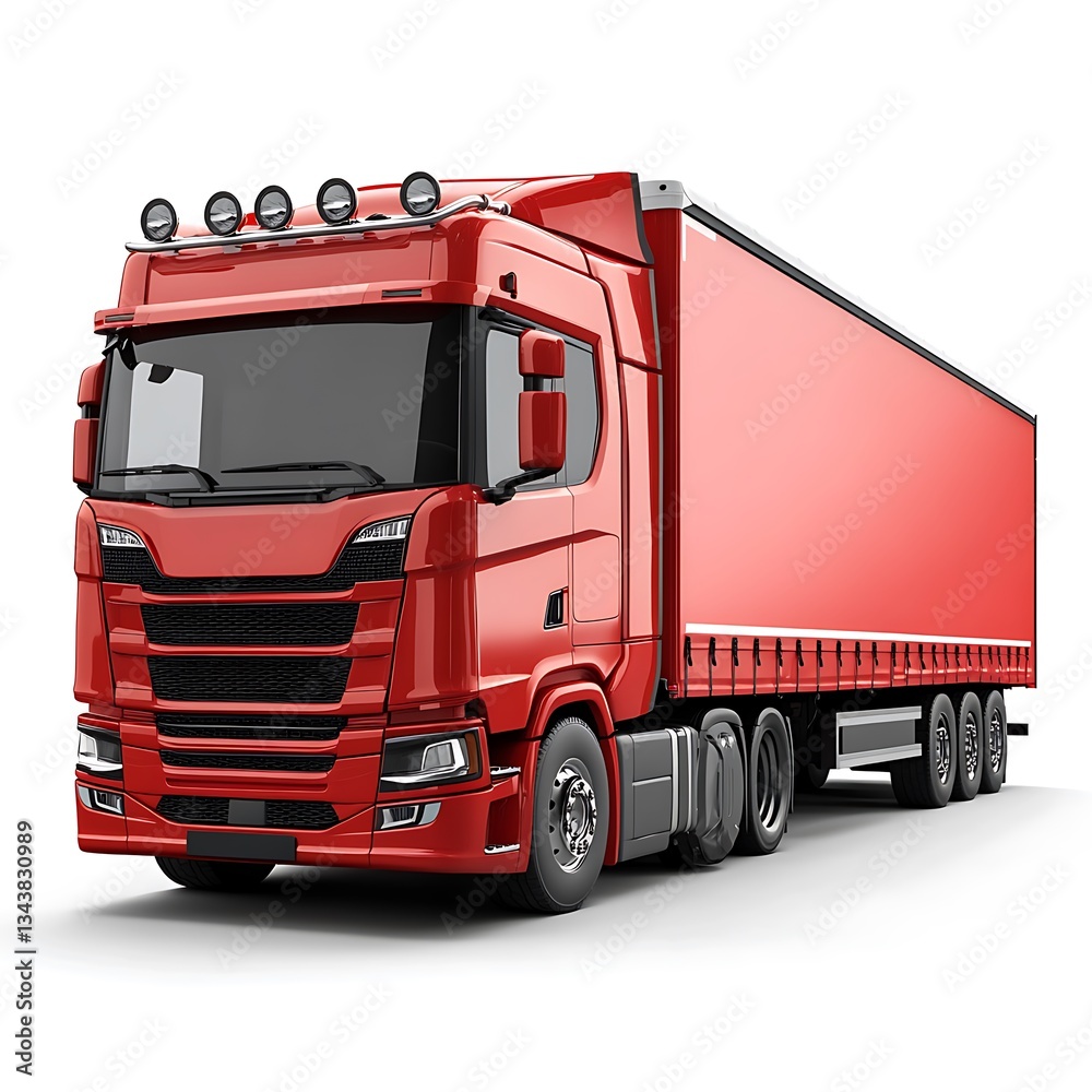 Red Semi Truck Modern Cargo Delivery Vehicle Red Semi Truck Modern Cargo Delivery Vehicle