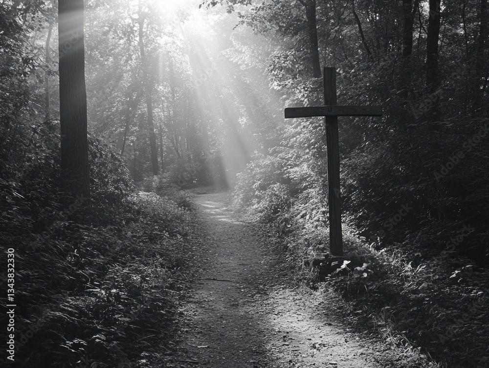 Naklejka premium Cross in Woods