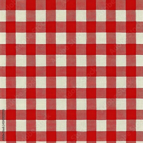 Red Gingham Checkered Pattern Seamless Fabric Texture Background for Tablecloth Picnic Kitchen