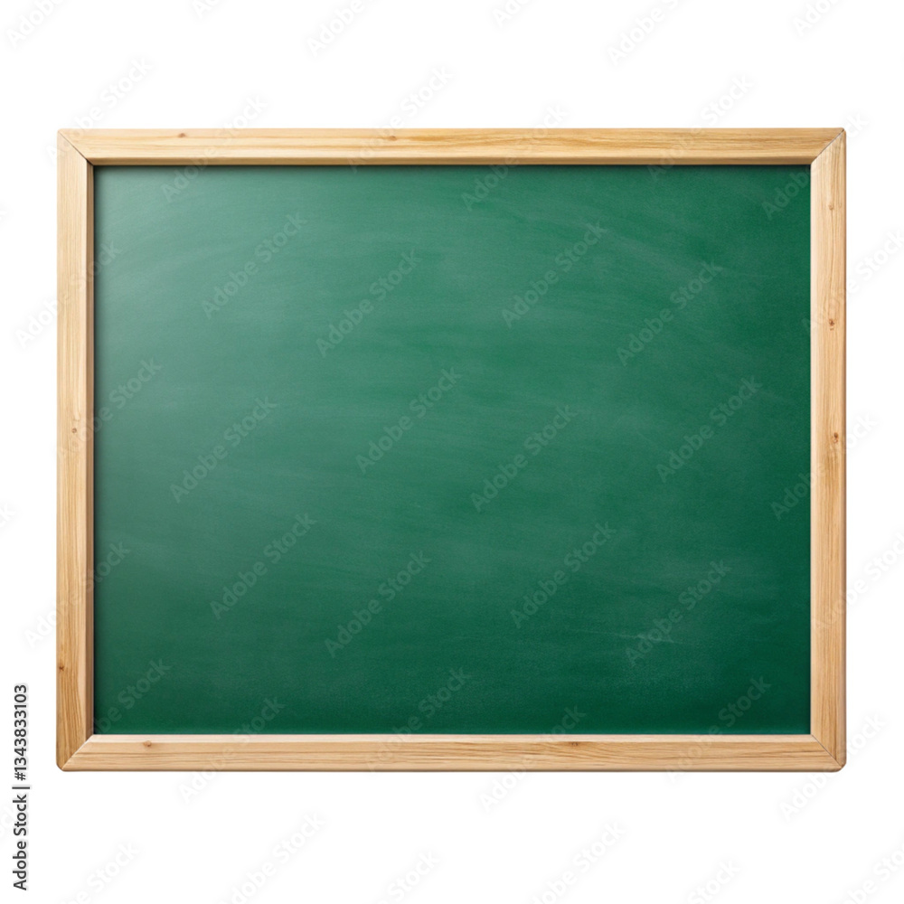 Empty green chalkboard with natural wood border, symbolizing learning and back-to-school concepts on a clean white background Empty green chalkboard with natural wood border, symbolizing learning and back-to-school concepts on a clean white background