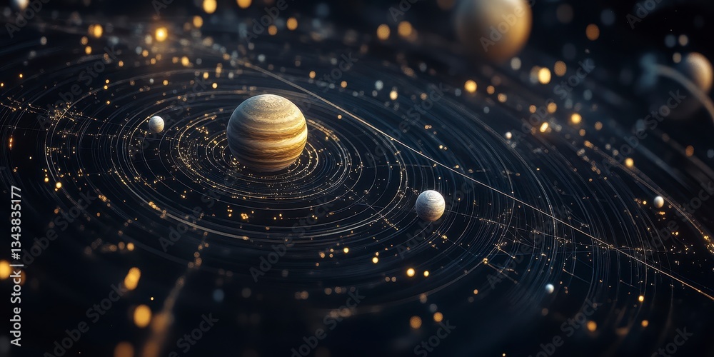 Obraz premium Abstract Cosmic Scene with Planets and Nebula