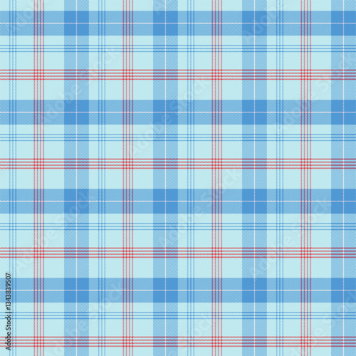 Plaid repeat pattern in blue and red.Gingham check tartan seamless pattern.Geometric graphic vector illustration background design for fabric and print. 