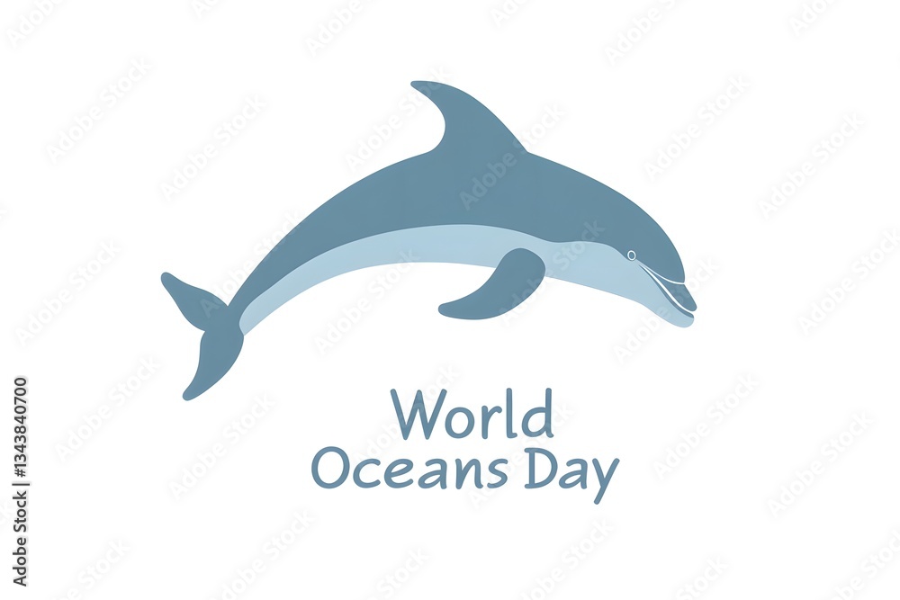 Dolphin Silhouette for World Oceans Day, Minimalist Poster Design Dolphin Silhouette for World Oceans Day, Minimalist Poster Design