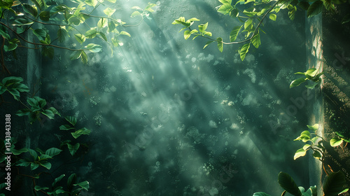 sun rays through the forest