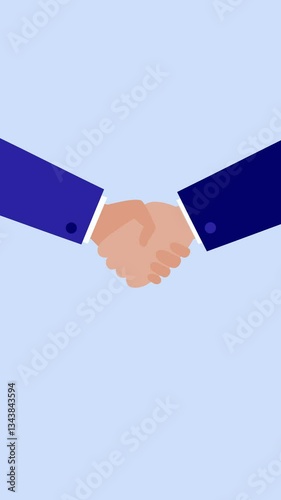 Business people shaking hands on blue background