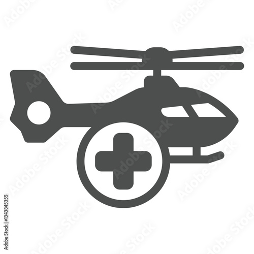 Rescue helicopter and cross bubble solid icon, emergency service concept. Vector graphics. Flight vehicle human rescuer sign on white background, glyph style icon for mobile or web design.
