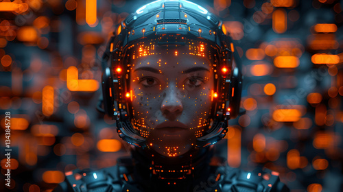 Artificial Intelligence lady with a space helmet
