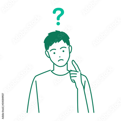 疑問を感じる若い男性のベクターイラスト