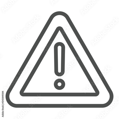 Warning sticker line icon, emergency service concept. Vector graphics. Stop danger triangle seal sign on white background, outline style icon for mobile or web design.