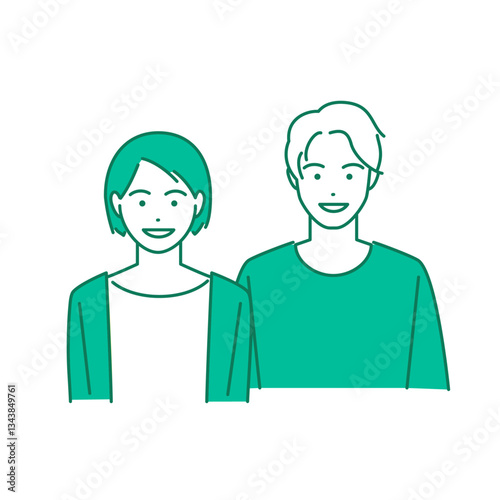 若いカップルのアバター素材イラスト
