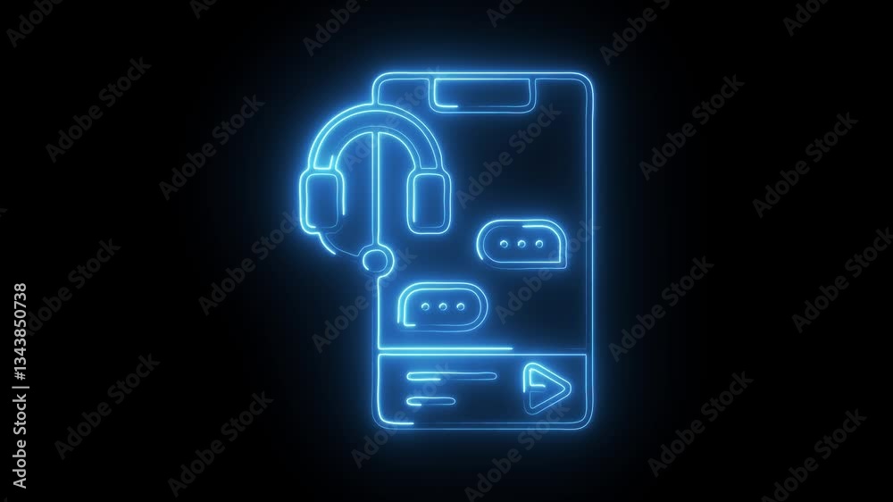 Glowing neon live chat icon isolated on black background. HD Video motion graphic animation Glowing neon live chat icon isolated on black background. HD Video motion graphic animation