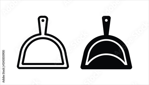 Dustpan Icon. Cleaning Tool for Sweeping Dirt Vector Illustration.