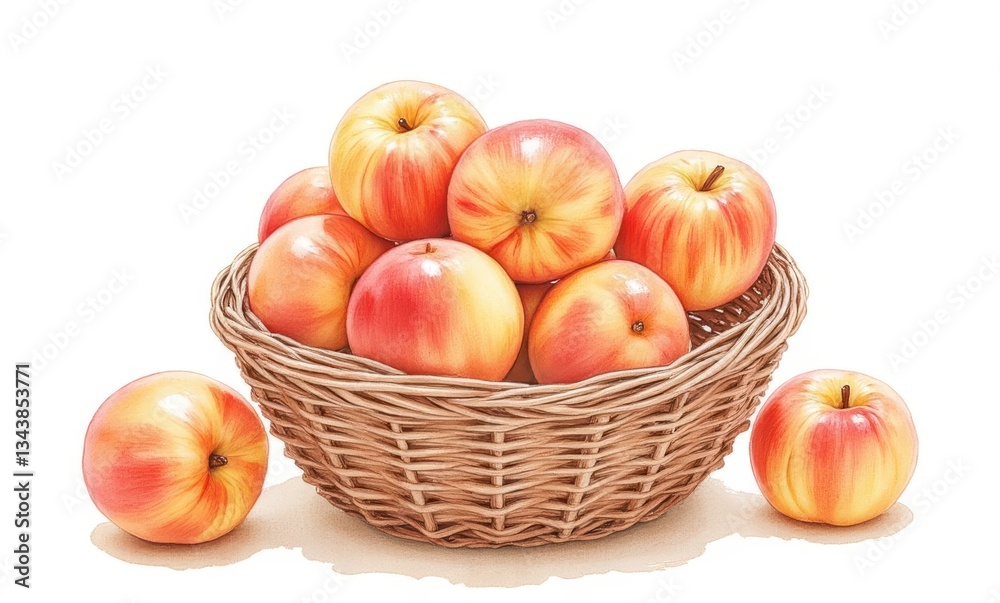Fresh apples in a woven basket Fresh apples in a woven basket