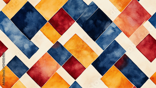 seamless pattern Colorful geometric pattern with watercolor effect