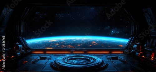 Fototapeta Naklejka Na Ścianę i Meble -  A view of the Earth from a space station