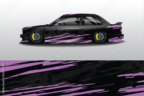 Stylish modified car with a sleek design and vibrant colors, set against a minimalist background