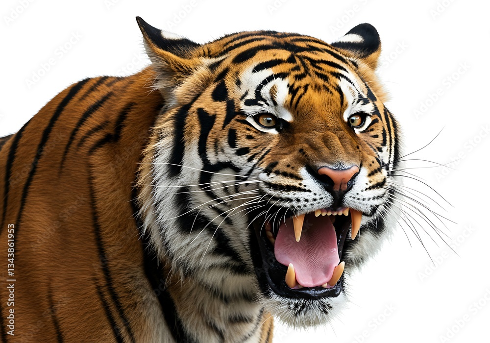 Obraz premium Close-up of a Bengal Tiger with Open Jaw. Generative Ai