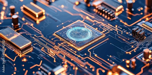 An abstract design illustrates the concept of digital communication and technology, with a focus on exchanging data and cyber connectivity