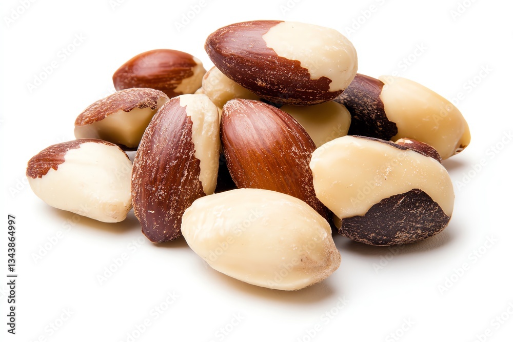 A variety of delicious, nutritious nuts arranged artfully on a white background. A variety of delicious, nutritious nuts arranged artfully on a white background.