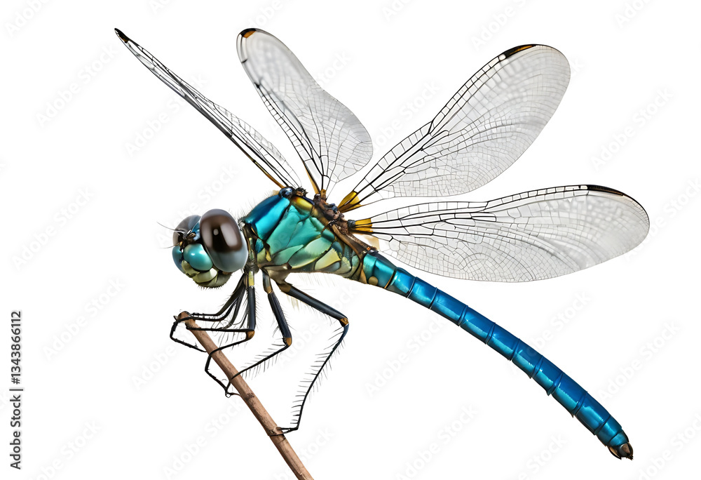 A bright blue dragonfly with transparent wings and large, multifaceted eyes. The insect is shown in mid-flight, isolated on a transparent background (PNG), creating a striking visual. A bright blue dragonfly with transparent wings and large, multifaceted eyes. The insect is shown in mid-flight, isolated on a transparent background (PNG), creating a striking visual.